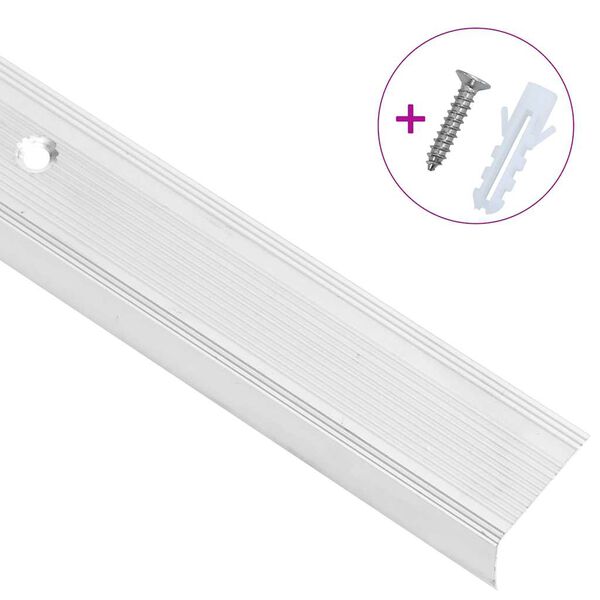vidaXL Stair Nosings in L-shape 15 pcs Aluminium 39.4 " Silver