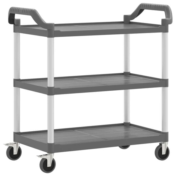 vidaXL 3-Tier Trolley Gray 39"x19.7"x37.8" Aluminum
