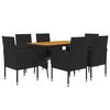 vidaXL Outdoor Dining Set Black PE rattan, steel, solid acacia wood