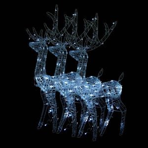 vidaXL Reindeer Christmas Decoration Set of 3 Cool white Acrylic Large