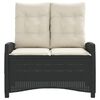 vidaXL Reclining Garden Bench Black Poly Rattan 2-seater Garden Bench