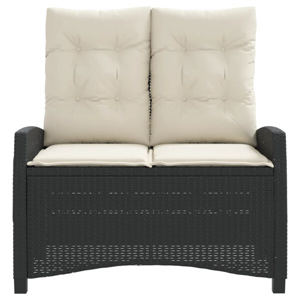 vidaXL Reclining Garden Bench Black Poly Rattan 2-seater Garden Bench