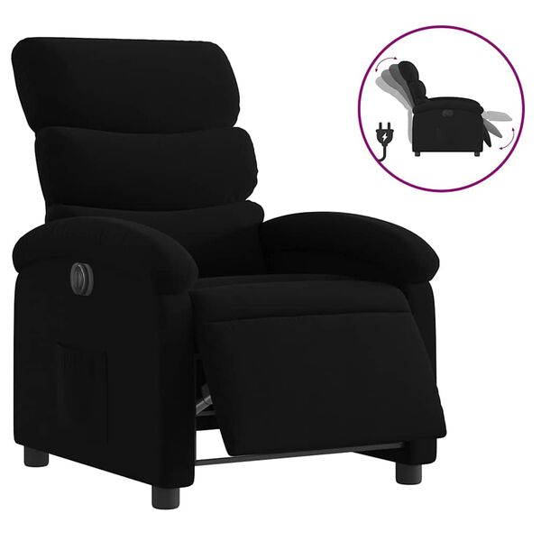 vidaXL Electric Recliner Chair Black 100% polyester, metal, plywood Medium