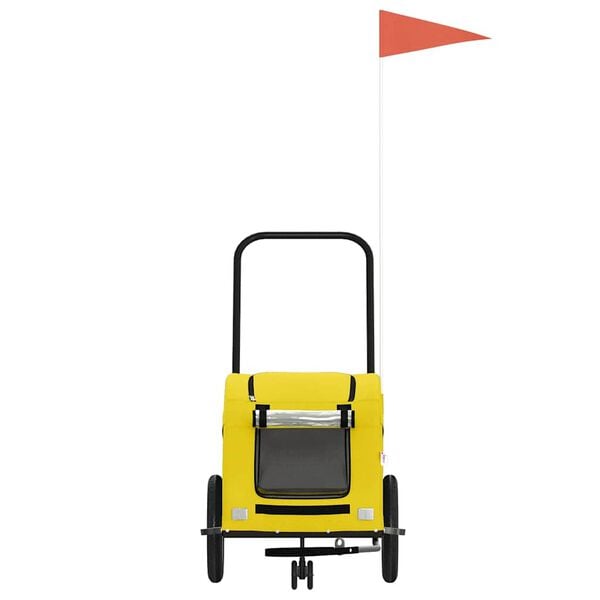 vidaXL Pet Bike Trailer Yellow Oxford Fabric, Iron, PVC Medium Foldable
