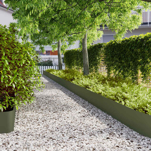 vidaXL Lawn Edgings 20 pcs Olive Green 9.8x40.6" Cold-rolled Steel