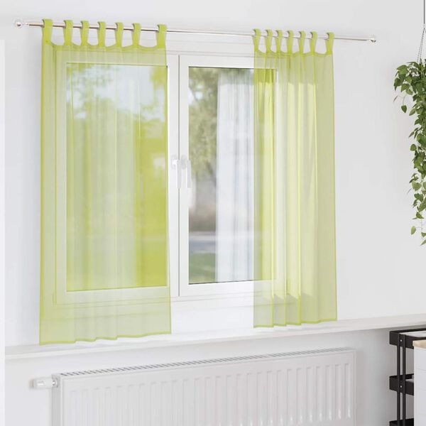 vidaXL Voile Curtains with Tab Top 2 pcs Apple Green