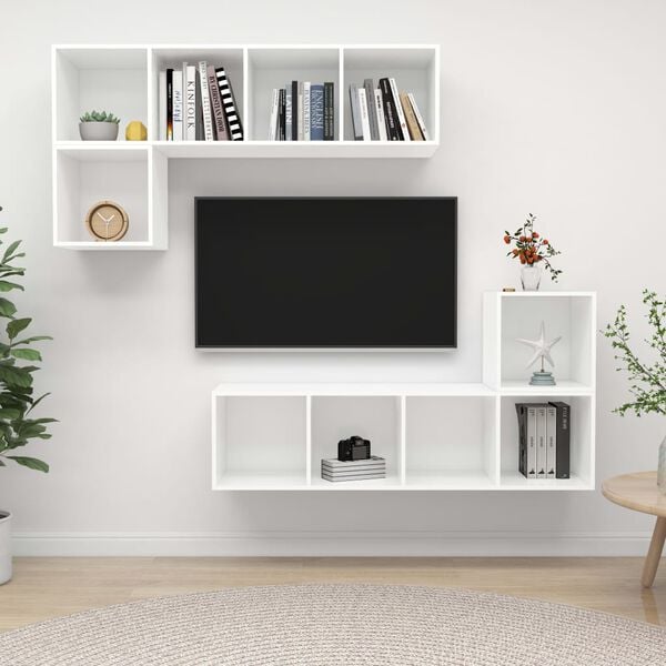 vidaXL TV Cabinet Set White Engineered Wood Standard TV Cabinet Set