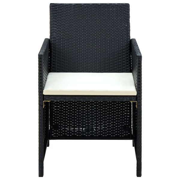 vidaXL Sofa Set Black PE rattan, powder-coated steel, polyester Medium