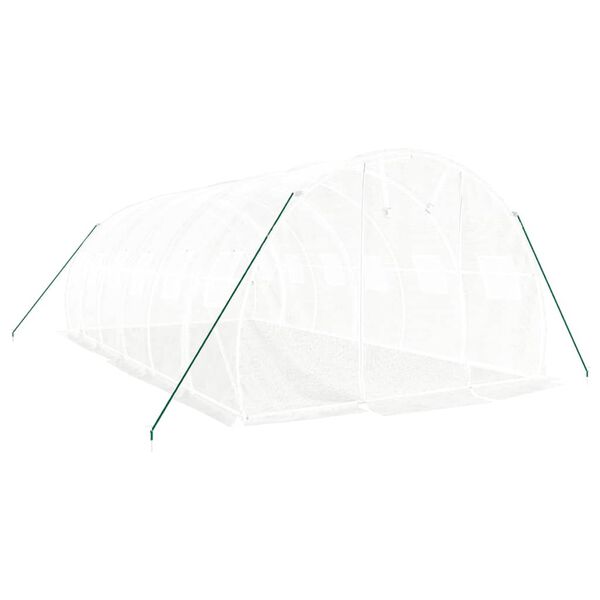 vidaXL Greenhouse White Polyethylene, Galvanized Steel Large
