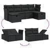 vidaXL Garden Sofa Set Black PE Rattan, Powder-coated Steel 6 Piece Set