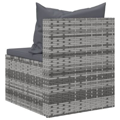 vidaXL 4 Piece Patio Sofa Set with Cushions Gray Poly Rattan