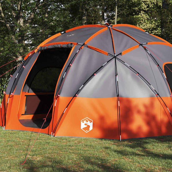 vidaXL Camping Tent Gray and orange 475 x 475 x 235 cm Polyester