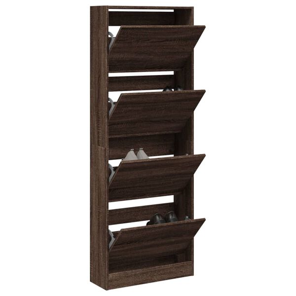 vidaXL Shoe Cabinet Brown Oak 23.6"x8.3"x64.4" Engineered Wood