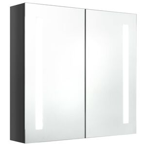 vidaXL Bathroom Cabinet Shining gray MDF with melamine finish and glass