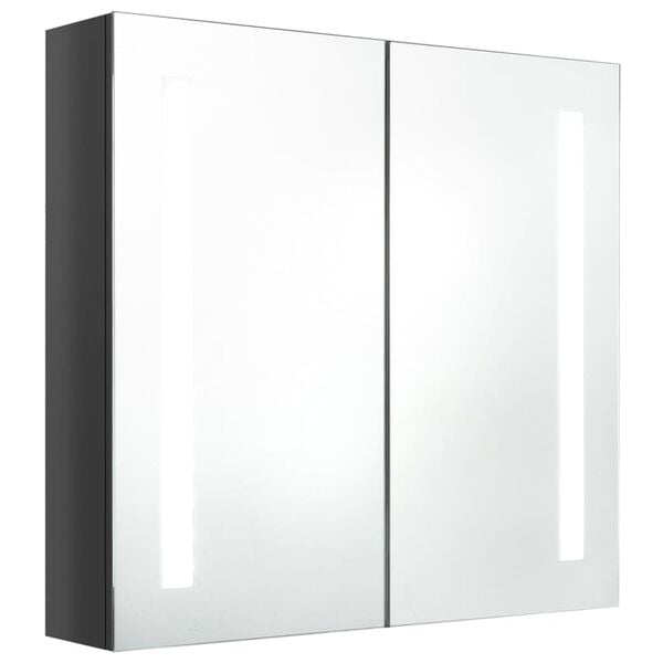 vidaXL Bathroom Cabinet Shining gray MDF with melamine finish and glass
