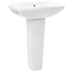 vidaXL Freestanding Basin with Pedestal Ceramic White 22.83x18.50x7.87"