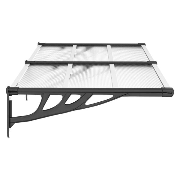vidaXL Door Canopy Black and Transparent Polycarbonate, ABS, Aluminum