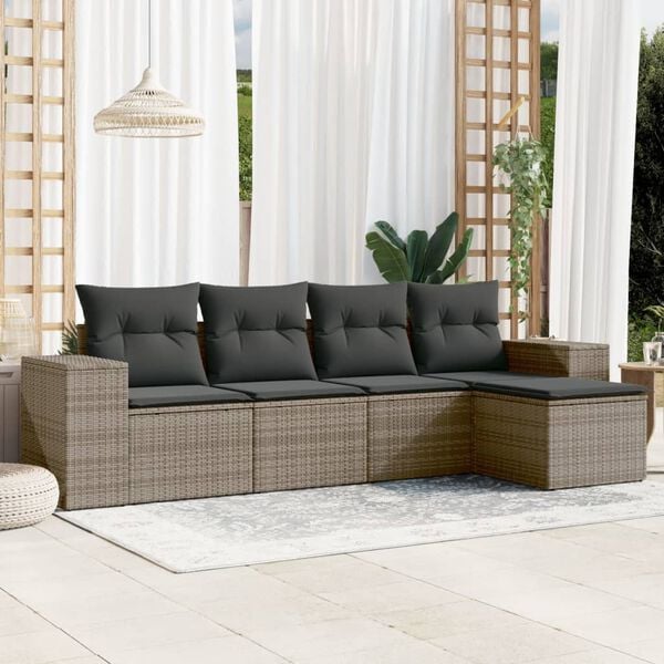 vidaXL Garden Sofa Set Grey PE rattan Large Modular Garden Sofa Set