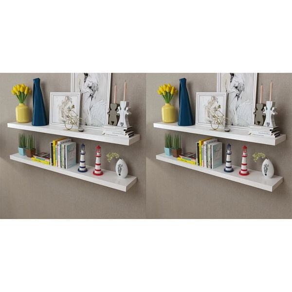 vidaXL Wall Rack Set of 4 White MDF 47.2 in long Wall Mounted