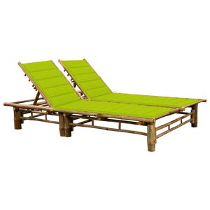 vidaXL Sun Lounger Bright green and Natural bamboo