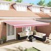 vidaXL Retractable Awning Red and White 196.85" x 118.11