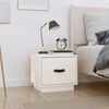 vidaXL Bedside Cabinet White Solid pine wood, faux leather Small