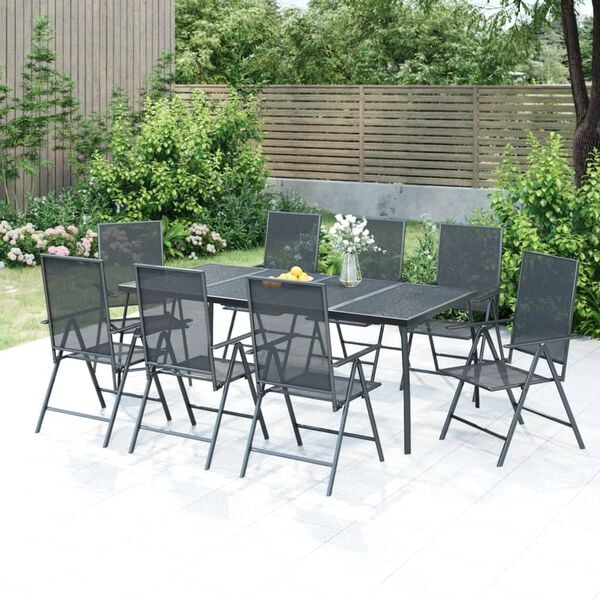 vidaXL Garden Dining Set Anthracite Powder-Coated Steel Standard