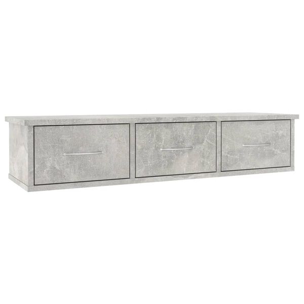 vidaXL Wall-mounted Drawer Shelf Concrete Gray 34.6"x10.2"x7.3" Engineered Wood
