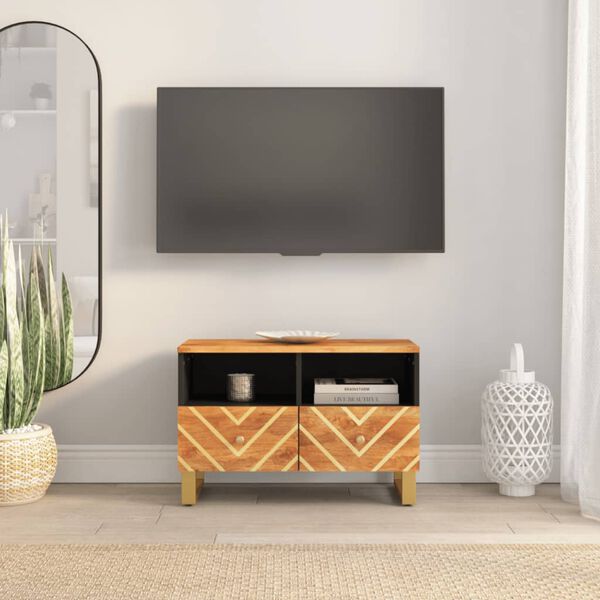 vidaXL TV Cabinet Brown and Black Solid mango wood, MDF, iron