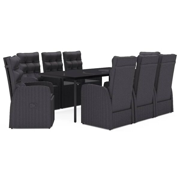 vidaXL Garden Dining Set Black
