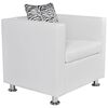 vidaXL Armchair White Faux Leather Compact Durable Armchair Cubic