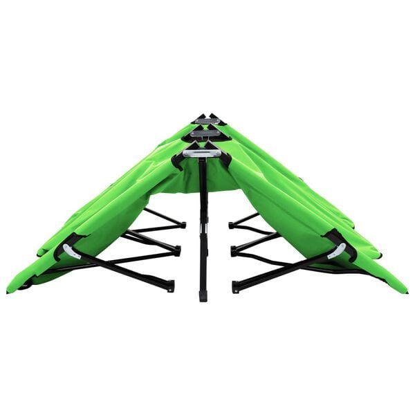 vidaXL Sun Lounger Green 600 D Polyester, Powder-coated Steel Double