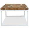 vidaXL Coffee Table Brown and White Teak with resin and steel