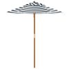 vidaXL Garden Umbrella Blue and white Polyester cover, Hardwood pole