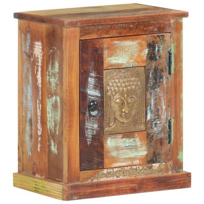 vidaXL Bedside Cabinet with Buddha Cladding 15.7"x11.8"x19.7" Reclaimed Wood
