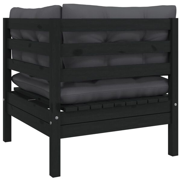 vidaXL 2-seater Garden Sofa Set of 2 Black