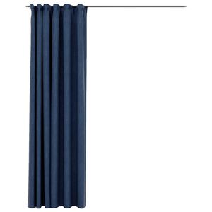 vidaXL Linen-Look Blackout Curtain with Hooks Blue 114.2x96.5"