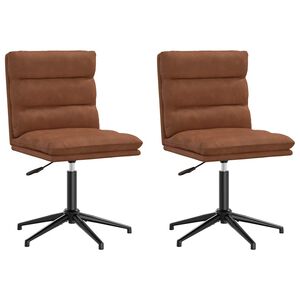 vidaXL Dining Chair Set of 2 Brown Faux leather, plywood, metal