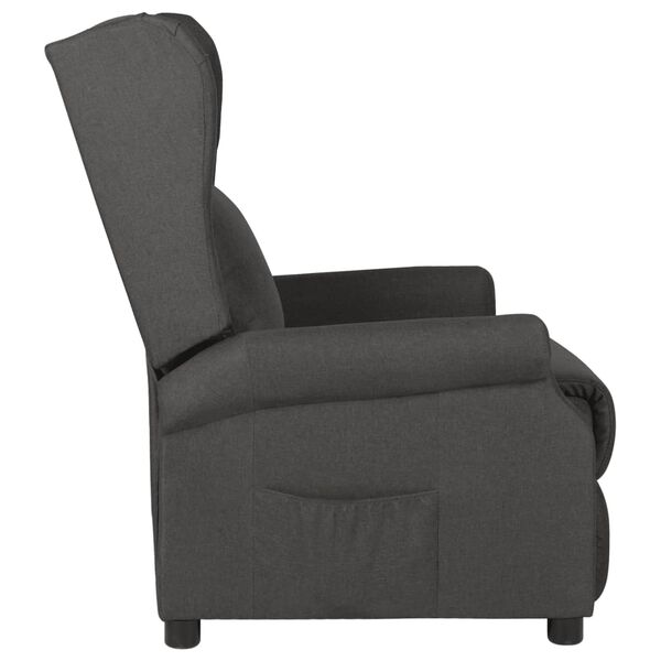 vidaXL Recliner Chair Dark Grey 100% Polyester Fabric, Foam, Metal, Plywood