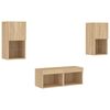 vidaXL 4 Piece TV Wall Stands with LED Lights Sonoma Oak