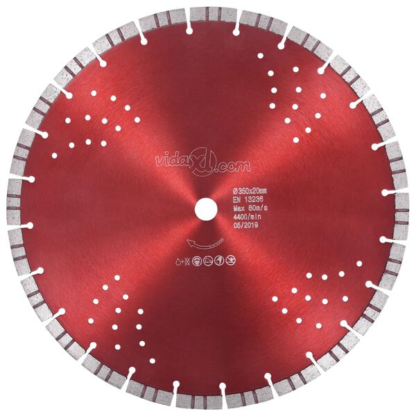 vidaXL Diamond Cutting Disc with Turbo and Holes Steel 13.78 "
