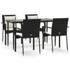 vidaXL Garden Dining Set Black table and chairs with cream white cushions