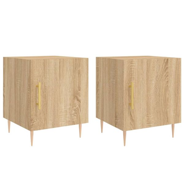vidaXL Bedside Cabinet Set of 2 Sonoma oak Engineered wood, iron
