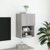 vidaXL TV Cabinet Grey Sonoma Engineered wood, Glass Compact TV Cabinet