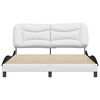 vidaXL Bed Frame without Mattress "Hvar" White and Black 63"x78.7" Faux Leather