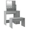vidaXL Dressing Table Set With Led Gray Sonoma Engineered wood, acrylic