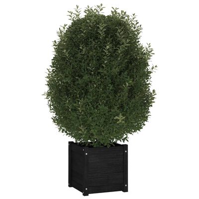vidaXL Garden Planter Black 15.7"x15.7"x15.7" Solid Wood Pine