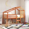 vidaXL Kid's Bed Roof Wax brown Solid pine wood 74 x 38 x 44.5 in