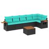 vidaXL 7 Piece Patio Sofa Set with Cushions Black Poly Rattan (US only)