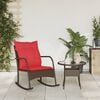 vidaXL Patio Rocking Chair Brown PE rattan Medium Removable Covers